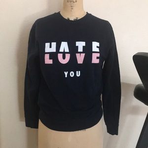 Zara Navy French Terry Graphic Sweatshirt S